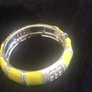 Yellow bangle bracelet in bright yellow w/ crystal